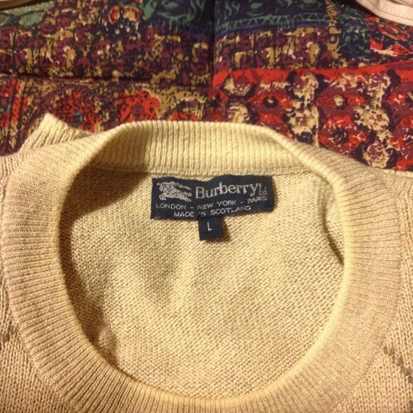 Burberry Men's Large Multicolor Pullover Sweater - Made in Scotland-Linen & Silk - Picture 3 of 5